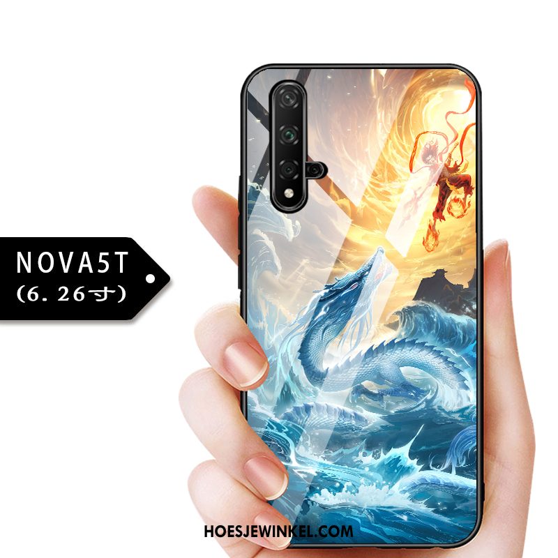 Huawei Nova 5t Hoesje Glas Kind Blauw, Huawei Nova 5t Hoesje Anti-fall Bescherming