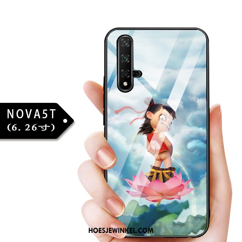 Huawei Nova 5t Hoesje Glas Kind Blauw, Huawei Nova 5t Hoesje Anti-fall Bescherming