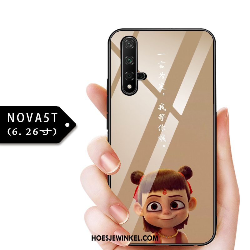 Huawei Nova 5t Hoesje Glas Kind Blauw, Huawei Nova 5t Hoesje Anti-fall Bescherming