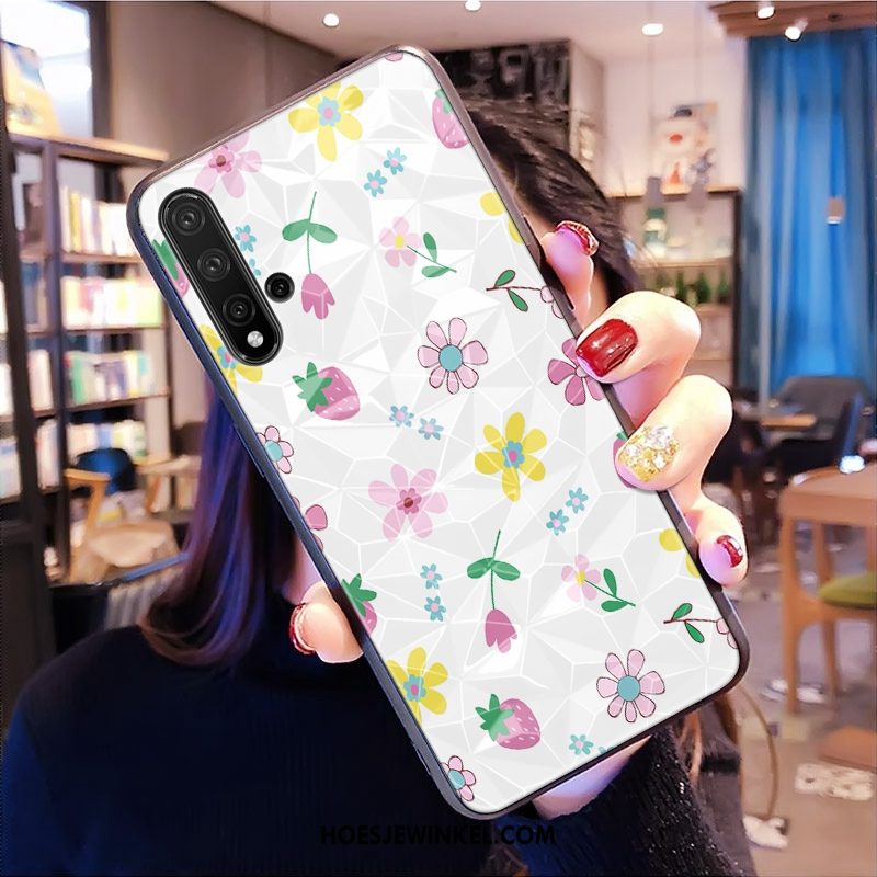 Huawei Nova 5t Hoesje Net Red Patroon Roze, Huawei Nova 5t Hoesje Mobiele Telefoon Ruit