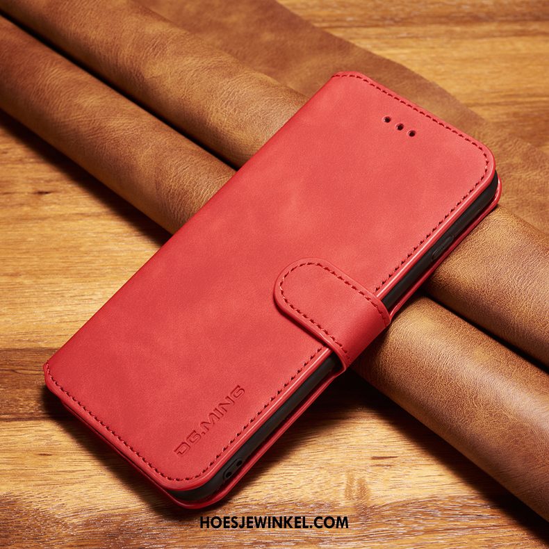 Huawei Nova 5t Hoesje Rood Hoes Folio, Huawei Nova 5t Hoesje Anti-fall Leren Etui