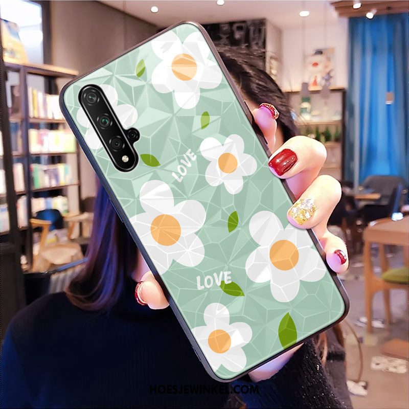 Huawei Nova 5t Hoesje Ruit Mobiele Telefoon Groen, Huawei Nova 5t Hoesje Driedimensionaal Patroon