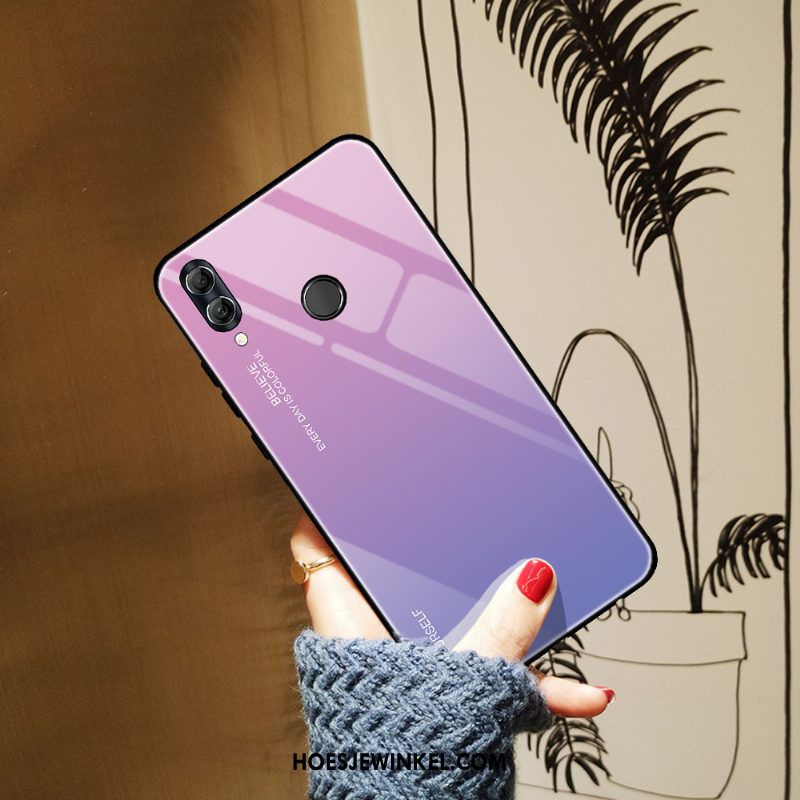 Huawei P Smart 2019 Hoesje Blauw Mobiele Telefoon Eenvoudige, Huawei P Smart 2019 Hoesje Gehard Glas Anti-fall