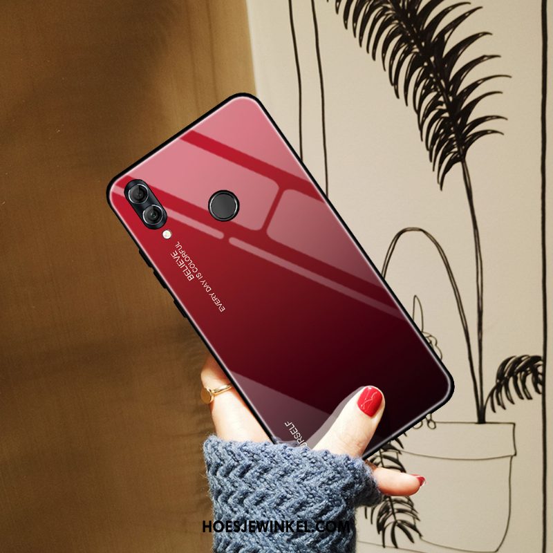 Huawei P Smart 2019 Hoesje Blauw Mobiele Telefoon Eenvoudige, Huawei P Smart 2019 Hoesje Gehard Glas Anti-fall