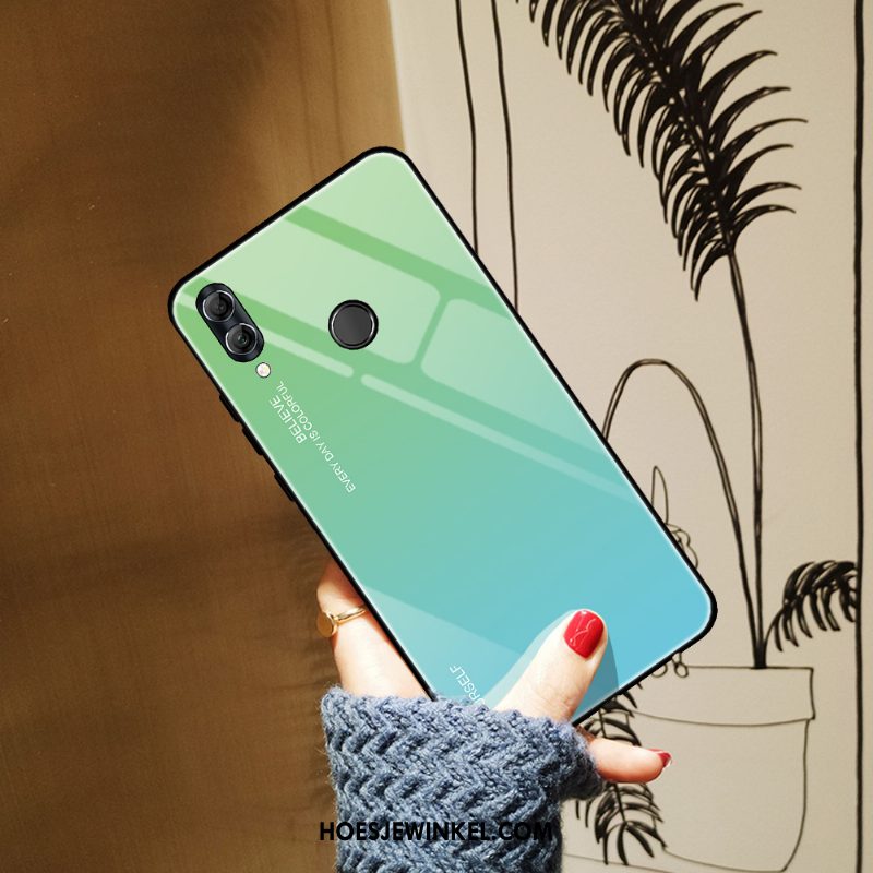 Huawei P Smart 2019 Hoesje Blauw Mobiele Telefoon Eenvoudige, Huawei P Smart 2019 Hoesje Gehard Glas Anti-fall