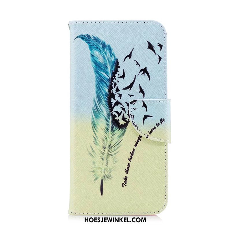 Huawei P Smart 2019 Hoesje Folio Hoes Kleur, Huawei P Smart 2019 Hoesje Geschilderd Leren Etui