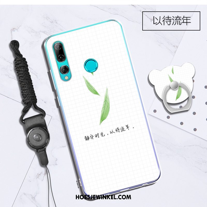 Huawei P Smart+ 2019 Hoesje Hanger Zacht Trend, Huawei P Smart+ 2019 Hoesje Ondersteuning Wit