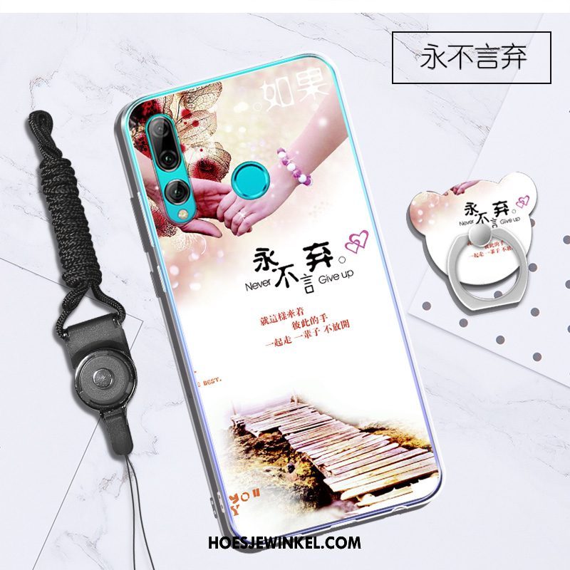 Huawei P Smart+ 2019 Hoesje Hanger Zacht Trend, Huawei P Smart+ 2019 Hoesje Ondersteuning Wit