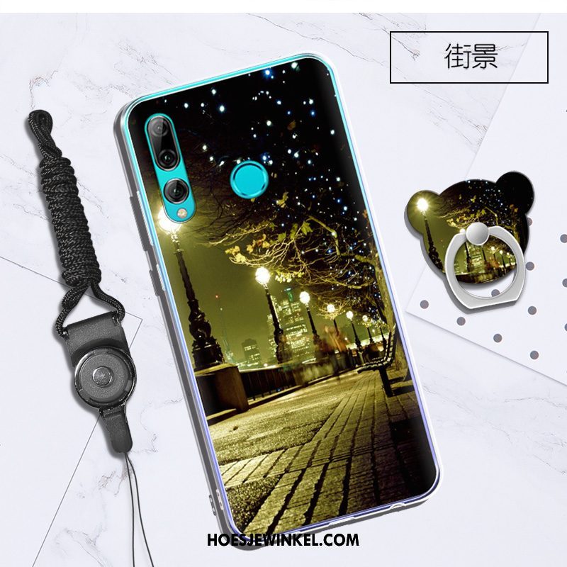 Huawei P Smart+ 2019 Hoesje Hanger Zacht Trend, Huawei P Smart+ 2019 Hoesje Ondersteuning Wit