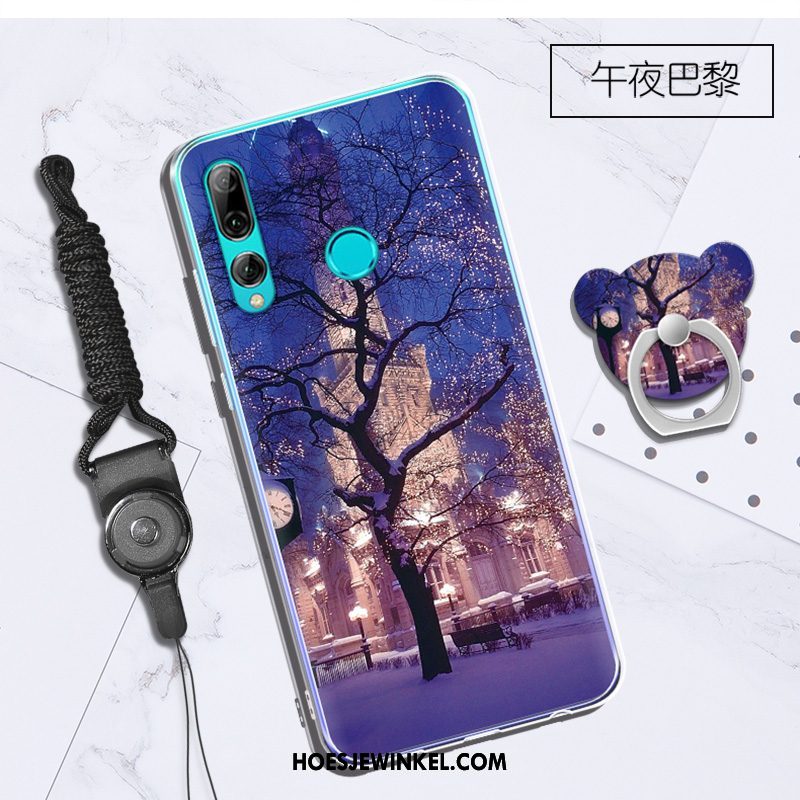 Huawei P Smart+ 2019 Hoesje Hanger Zacht Trend, Huawei P Smart+ 2019 Hoesje Ondersteuning Wit