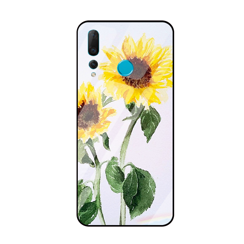 Huawei P Smart+ 2019 Hoesje Mini Geel Spiegel, Huawei P Smart+ 2019 Hoesje Vers Eenvoudige