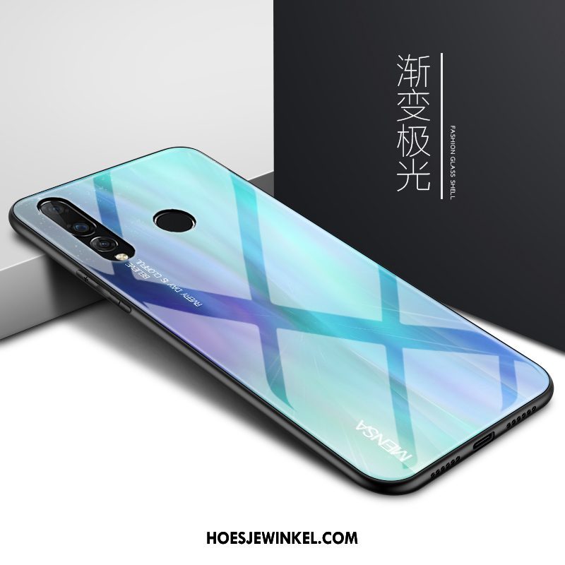 Huawei P Smart+ 2019 Hoesje Rat Blauw Eenvoudige, Huawei P Smart+ 2019 Hoesje Glas Trendy Merk