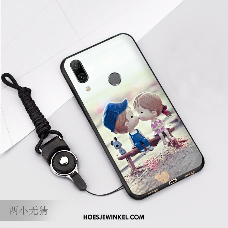 Huawei P Smart 2019 Hoesje Schrobben Spotprent Hanger, Huawei P Smart 2019 Hoesje Zacht Zwart