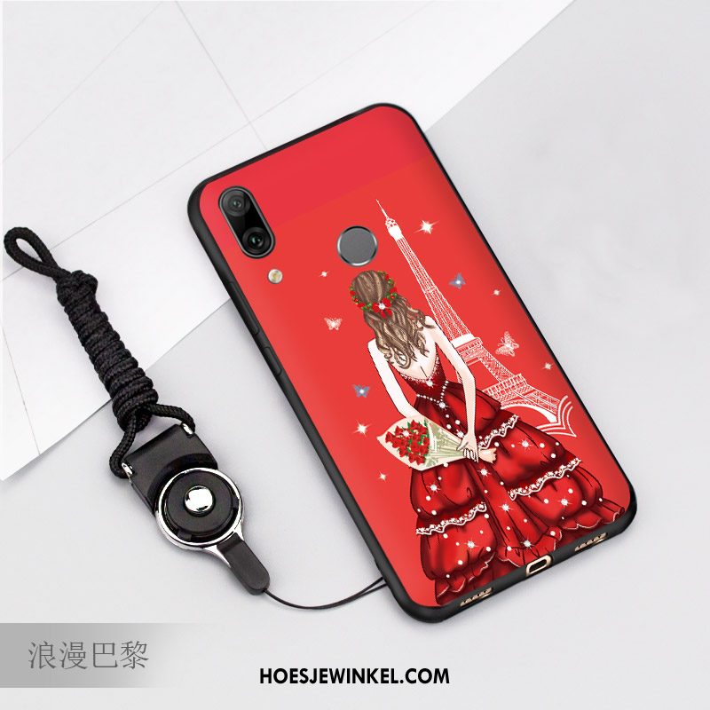 Huawei P Smart 2019 Hoesje Schrobben Spotprent Hanger, Huawei P Smart 2019 Hoesje Zacht Zwart