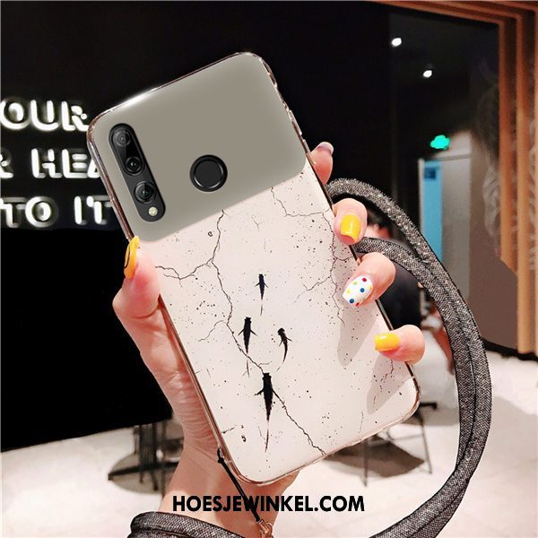 Huawei P Smart+ 2019 Hoesje Wit Anti-fall Licht, Huawei P Smart+ 2019 Hoesje Spiegel Hanger