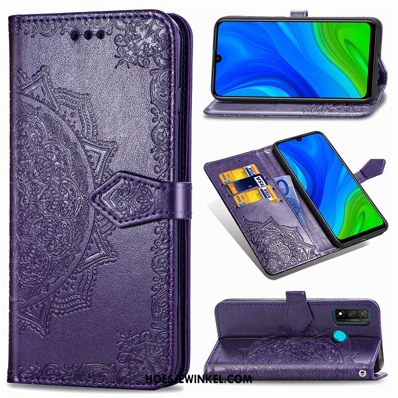 Huawei P Smart 2020 Hoesje Folio Reliëf Kunstleer, Huawei P Smart 2020 Hoesje Mobiele Telefoon Hanger