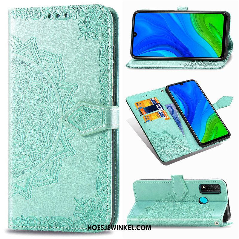 Huawei P Smart 2020 Hoesje Folio Reliëf Kunstleer, Huawei P Smart 2020 Hoesje Mobiele Telefoon Hanger