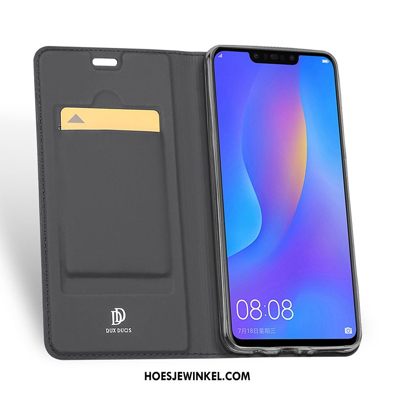 Huawei P Smart+ Hoesje Bescherming Leren Etui Folio, Huawei P Smart+ Hoesje Mobiele Telefoon Groen