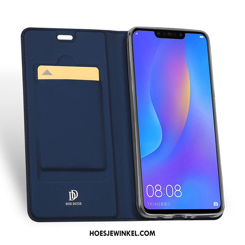 Huawei P Smart+ Hoesje Bescherming Leren Etui Folio, Huawei P Smart+ Hoesje Mobiele Telefoon Groen