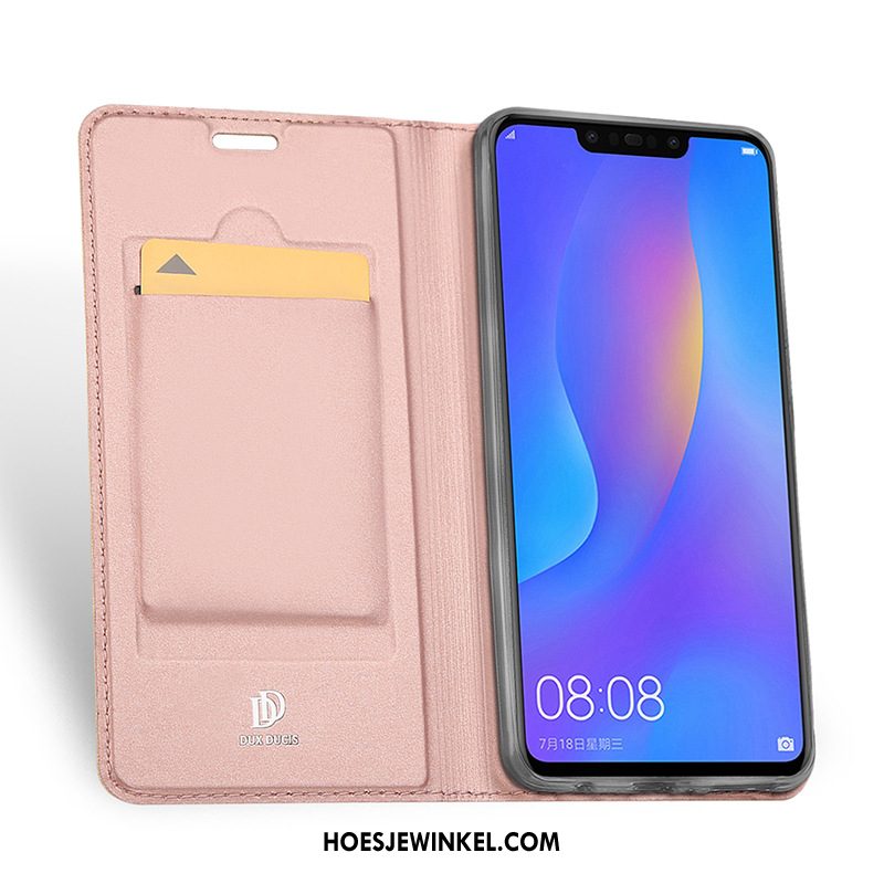 Huawei P Smart+ Hoesje Bescherming Leren Etui Folio, Huawei P Smart+ Hoesje Mobiele Telefoon Groen