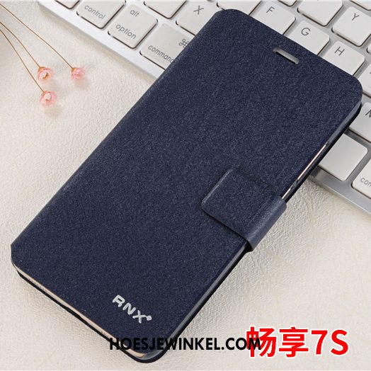 Huawei P Smart Hoesje Leren Etui Bescherming Mobiele Telefoon, Huawei P Smart Hoesje Blauw Clamshell