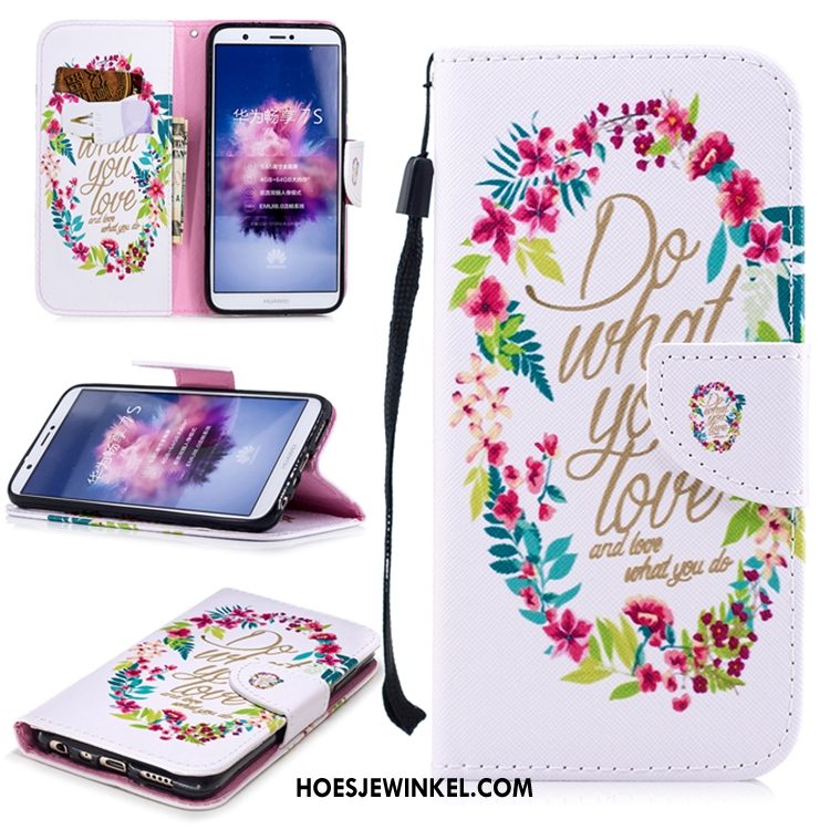 Huawei P Smart+ Hoesje Leren Etui Mobiele Telefoon Anti-fall, Huawei P Smart+ Hoesje Wit Folio