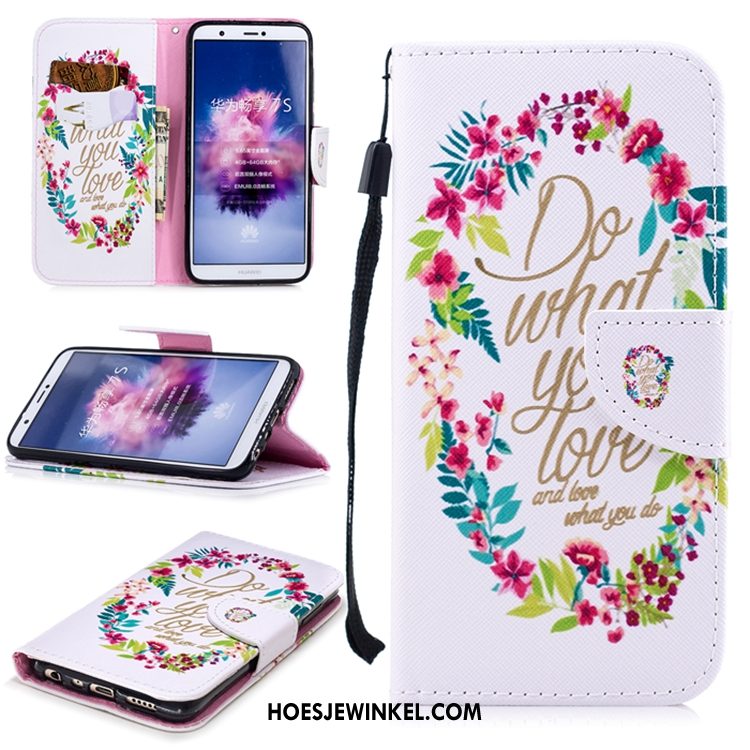 Huawei P Smart+ Hoesje Leren Etui Mobiele Telefoon Anti-fall, Huawei P Smart+ Hoesje Wit Folio