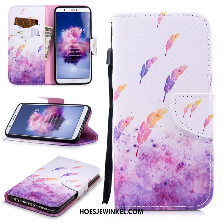 Huawei P Smart+ Hoesje Leren Etui Mobiele Telefoon Anti-fall, Huawei P Smart+ Hoesje Wit Folio