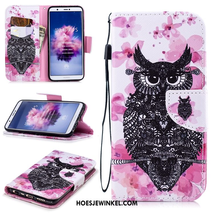 Huawei P Smart+ Hoesje Leren Etui Mobiele Telefoon Anti-fall, Huawei P Smart+ Hoesje Wit Folio