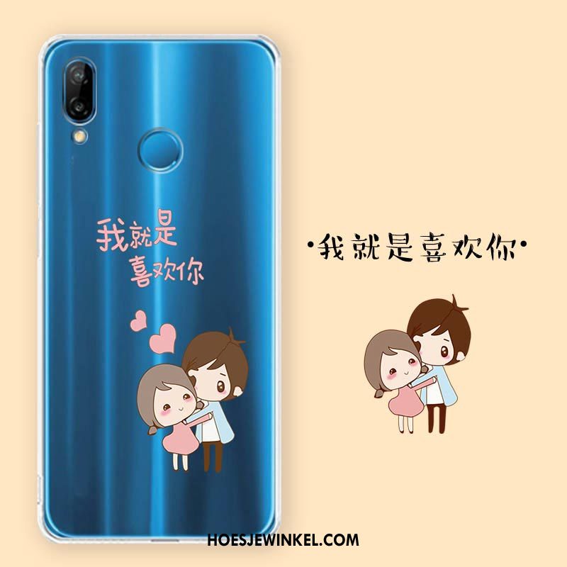 Huawei P Smart+ Hoesje Mobiele Telefoon Dun Wit, Huawei P Smart+ Hoesje Bescherming Zacht