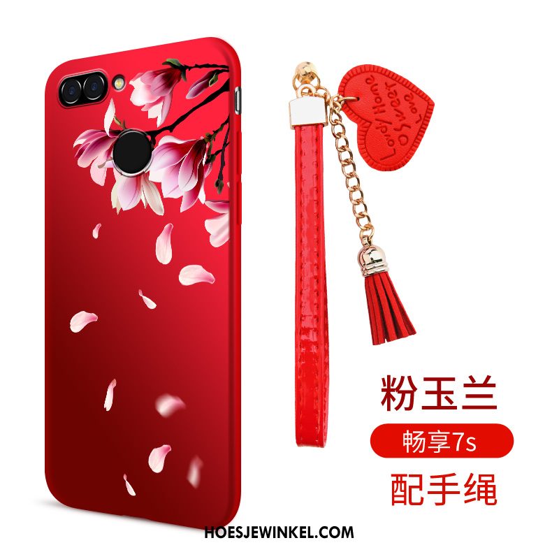 Huawei P Smart Hoesje Rood Siliconen Anti-fall, Huawei P Smart Hoesje Zacht Hoes