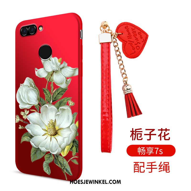 Huawei P Smart Hoesje Rood Siliconen Anti-fall, Huawei P Smart Hoesje Zacht Hoes