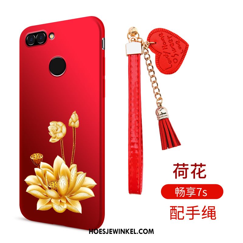 Huawei P Smart Hoesje Rood Siliconen Anti-fall, Huawei P Smart Hoesje Zacht Hoes