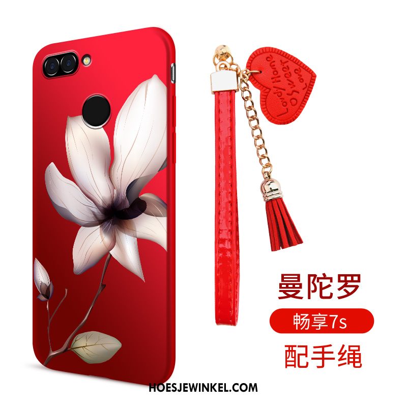 Huawei P Smart Hoesje Rood Siliconen Anti-fall, Huawei P Smart Hoesje Zacht Hoes