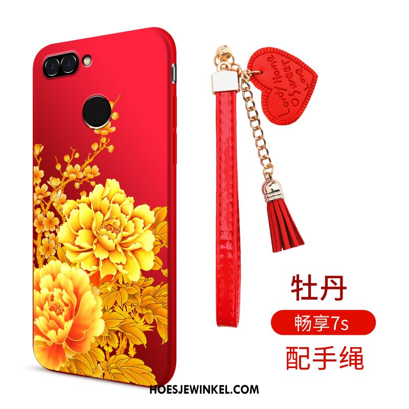 Huawei P Smart Hoesje Rood Siliconen Anti-fall, Huawei P Smart Hoesje Zacht Hoes