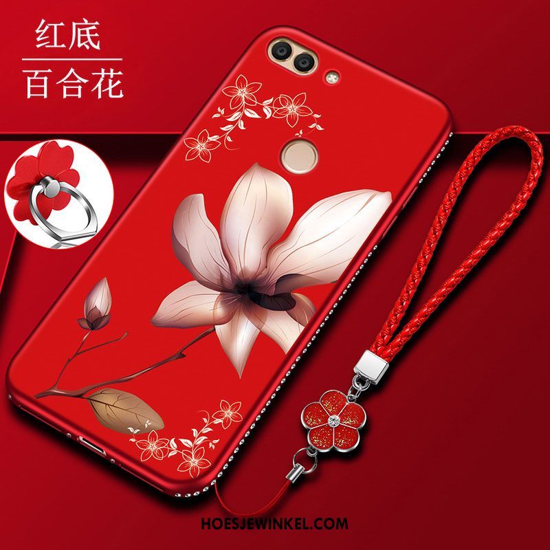 Huawei P Smart Hoesje Siliconen All Inclusive Lichte En Dun, Huawei P Smart Hoesje Rood Hanger