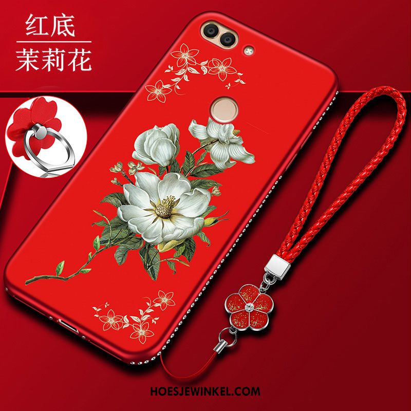 Huawei P Smart Hoesje Siliconen All Inclusive Lichte En Dun, Huawei P Smart Hoesje Rood Hanger