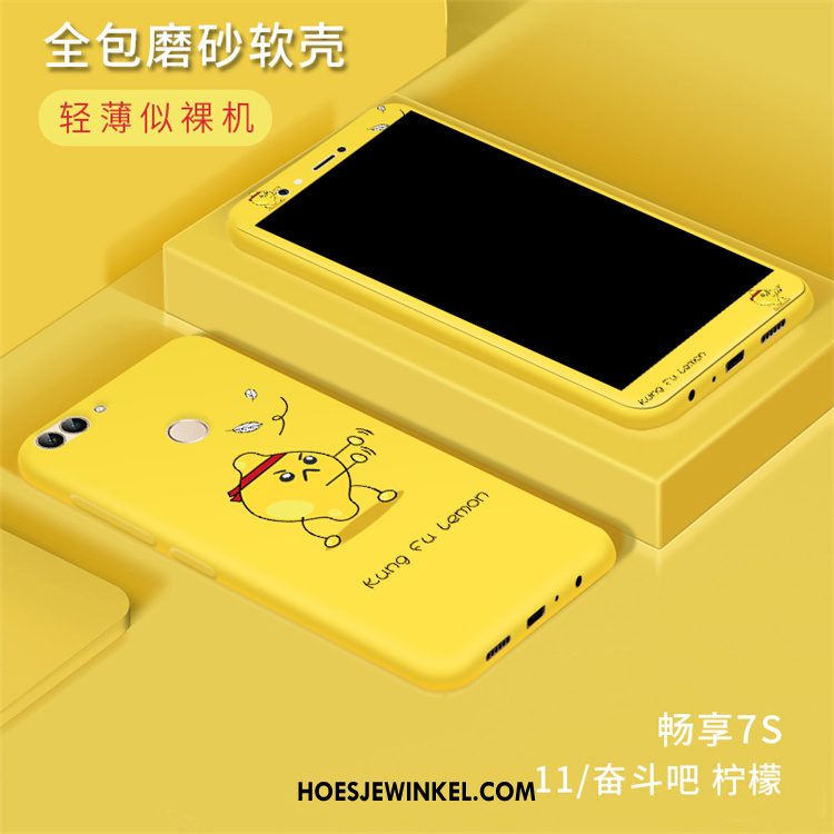 Huawei P Smart Hoesje Siliconen Geel Mobiele Telefoon, Huawei P Smart Hoesje Hoes Tempereren