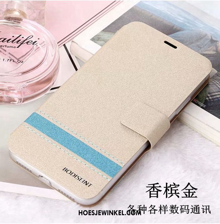 Huawei P Smart+ Hoesje Trendy Merk Mobiele Telefoon Folio, Huawei P Smart+ Hoesje Leren Etui Goud