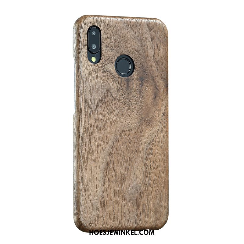 Huawei P Smart+ Hoesje Zwart Hout Mobiele Telefoon, Huawei P Smart+ Hoesje Bescherming Dun Braun