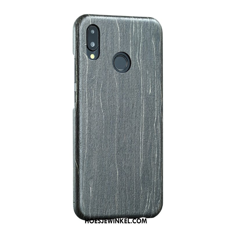 Huawei P Smart+ Hoesje Zwart Hout Mobiele Telefoon, Huawei P Smart+ Hoesje Bescherming Dun Braun