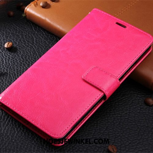 Huawei P Smart Z Hoesje Rood Leren Etui Clamshell, Huawei P Smart Z Hoesje Bescherming Portemonnee