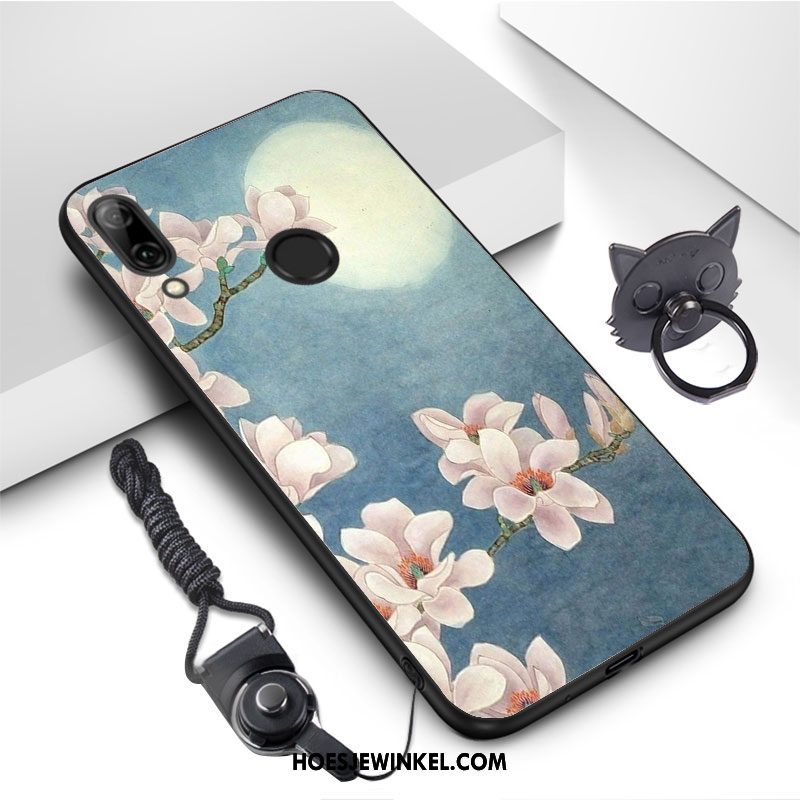 Huawei P Smart Z Hoesje Vintage Kunst Bloemen, Huawei P Smart Z Hoesje Siliconen Grijs