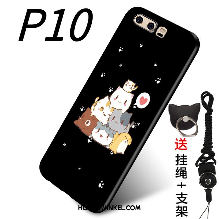 Huawei P10 Hoesje Anti-fall Mobiele Telefoon Hoes, Huawei P10 Hoesje Zwart Ring