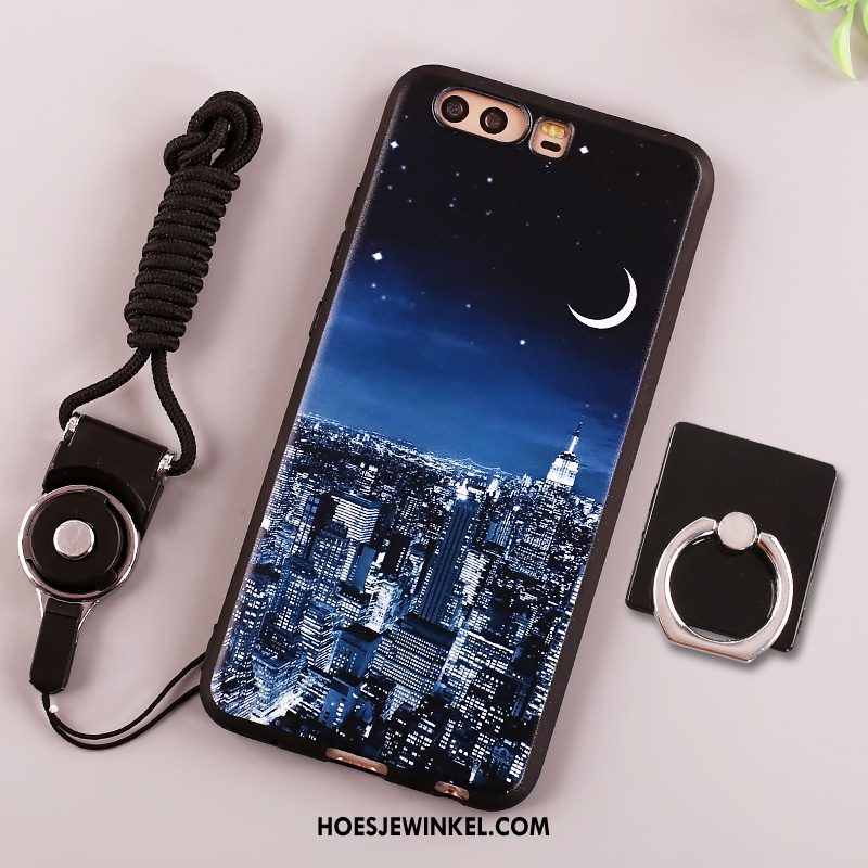 Huawei P10 Hoesje Klittenband Zwart Mobiele Telefoon, Huawei P10 Hoesje Bescherming Scheppend