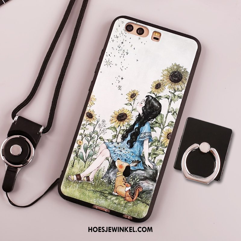 Huawei P10 Hoesje Klittenband Zwart Mobiele Telefoon, Huawei P10 Hoesje Bescherming Scheppend