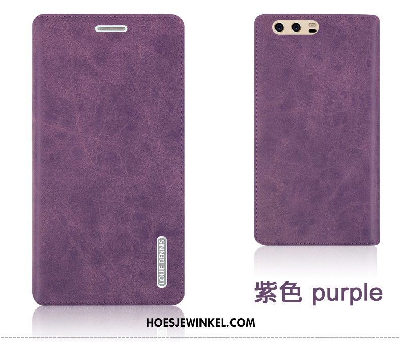 Huawei P10 Hoesje Mobiele Telefoon Leren Etui Achterklep, Huawei P10 Hoesje Bescherming Purper