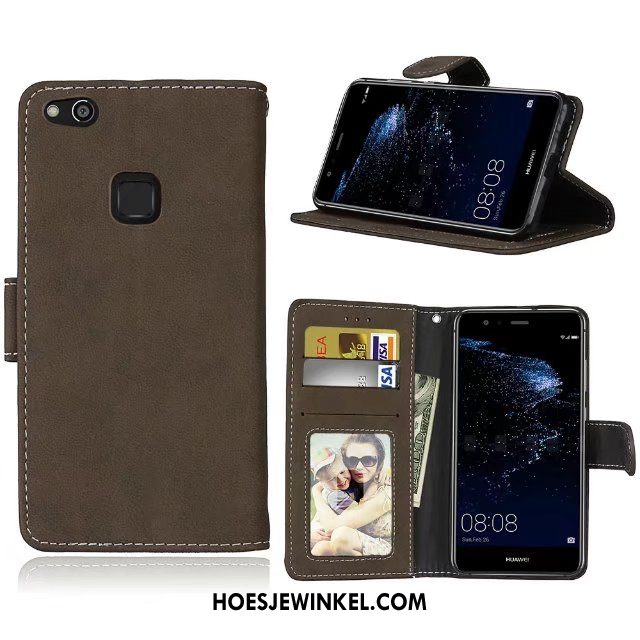 Huawei P10 Lite Hoesje Clamshell Mobiele Telefoon Bescherming, Huawei P10 Lite Hoesje Leren Etui Anti-fall Beige