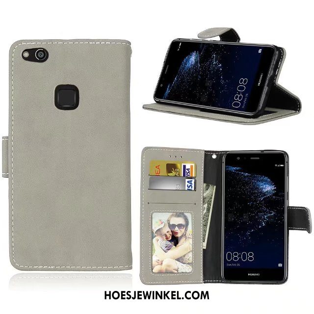 Huawei P10 Lite Hoesje Clamshell Mobiele Telefoon Bescherming, Huawei P10 Lite Hoesje Leren Etui Anti-fall Beige