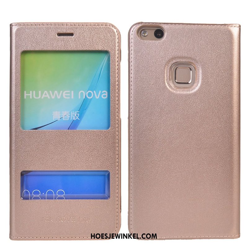 Huawei P10 Lite Hoesje Mobiele Telefoon All Inclusive Folio, Huawei P10 Lite Hoesje Leren Etui Grijs